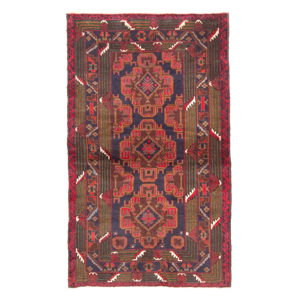 ECARPETGALLERY Hand-knotted Teimani Dark Navy Wool Rug - 3'2 x 5'5