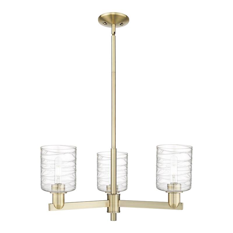 Innovations Lighting Endless Possibilities Arcadia - Cobbleskill - 3 Light 27" Stem Hung Chandelier - Antique Brass/Deco Swirl