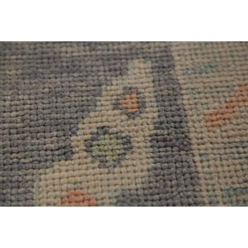 Hand Knotted Oriental 100% Wool Carpet Transitional Geometric Navy Blue & Blues Oushak Runner Rug - 9' 6'' X 2' 11''