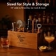 preview thumbnail 31 of 30, American Art Decor The Bourbon Bar Wood Crate Bottle Holder with Metal Handles - 7" H x 14" L x 8" D