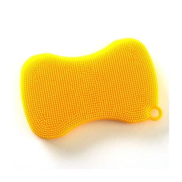 slide 15 of 15, Norpro Silicone Dish Scrubbing Sponge / Vegetable Scrubber Brush Yellow