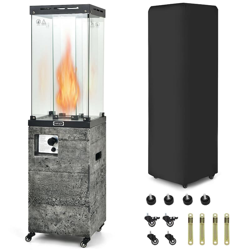 Gymax 41,000 BTU Propane Patio Heater Glass Tube Standing Gas Heater