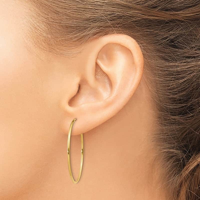 Curata 14k Yellow Gold tube 1.25x32mm Polished Round Endless Hoop Earrings