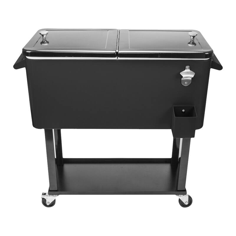 Black Ice Chest Square Foot Tube With Drain Pipe Cooler Cart - N/A