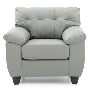 Leather Tufted Upholstered Accent Chair - 36" - Gray