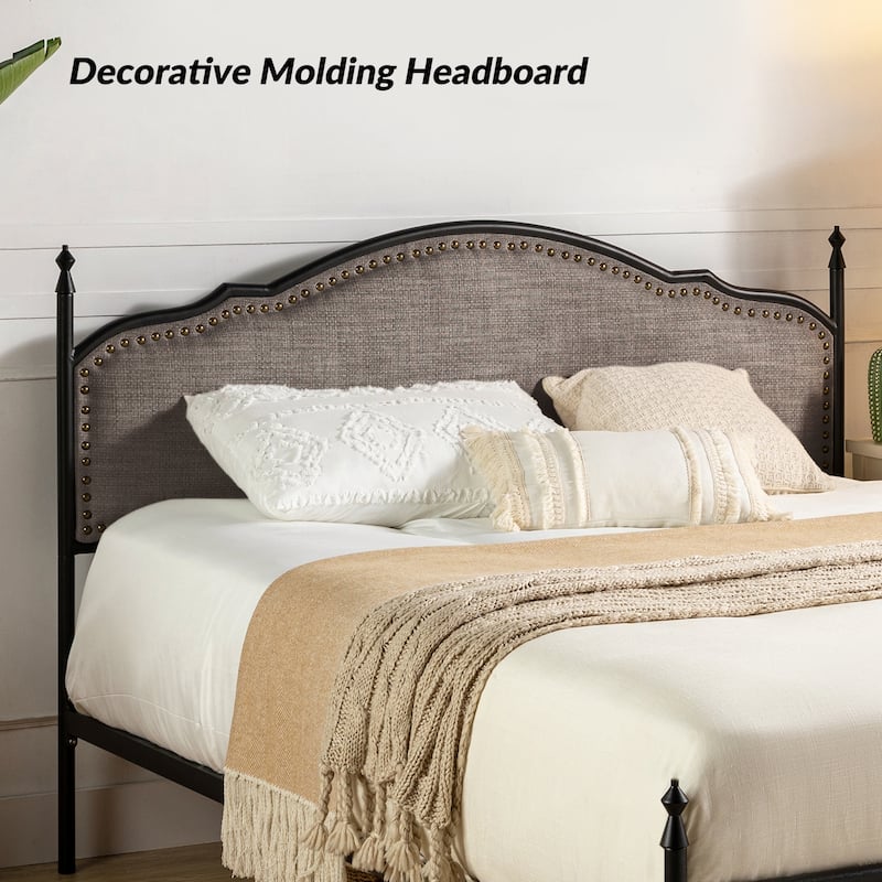 Dimas Modern Queen Size Upholstered Platform Bed with Metal Legs