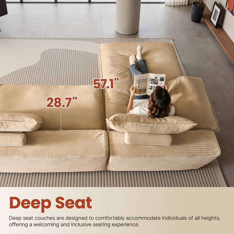 OVIOS L-Shaped Sofa with Dual-Tone Stripe Fabric​