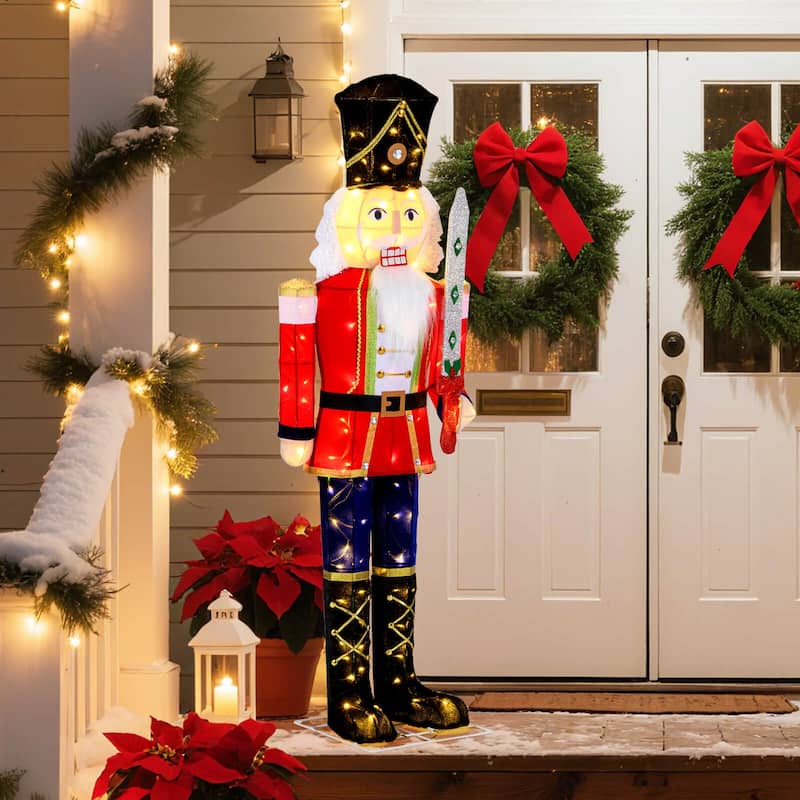 Costway 1/2 PCS 5 FT Lighted Nutcracker Soldier Outdoor Christmas - as pic shows