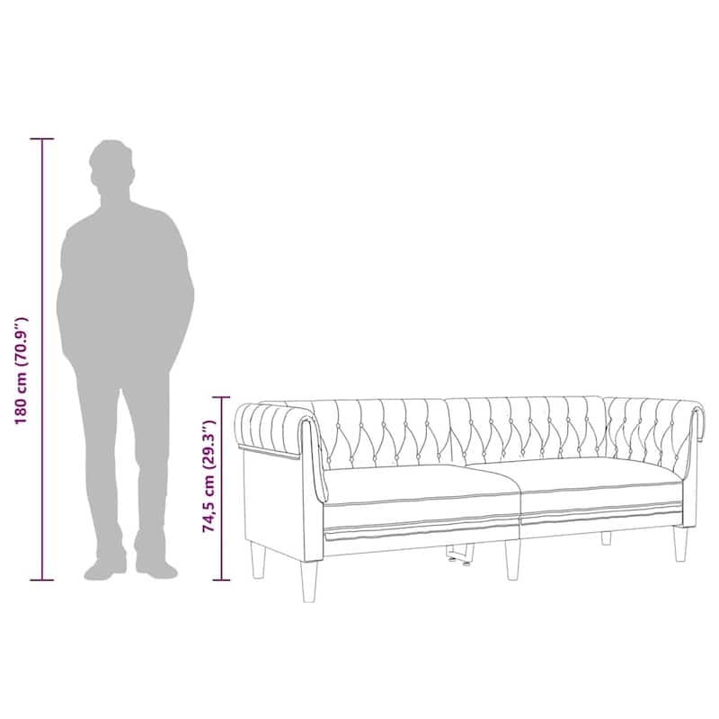 vidaXL Chesterfield Sofa Chair Upholstered Settee Living Room Furniture Fabric - 29.3 x 79.3 x 29.3 in