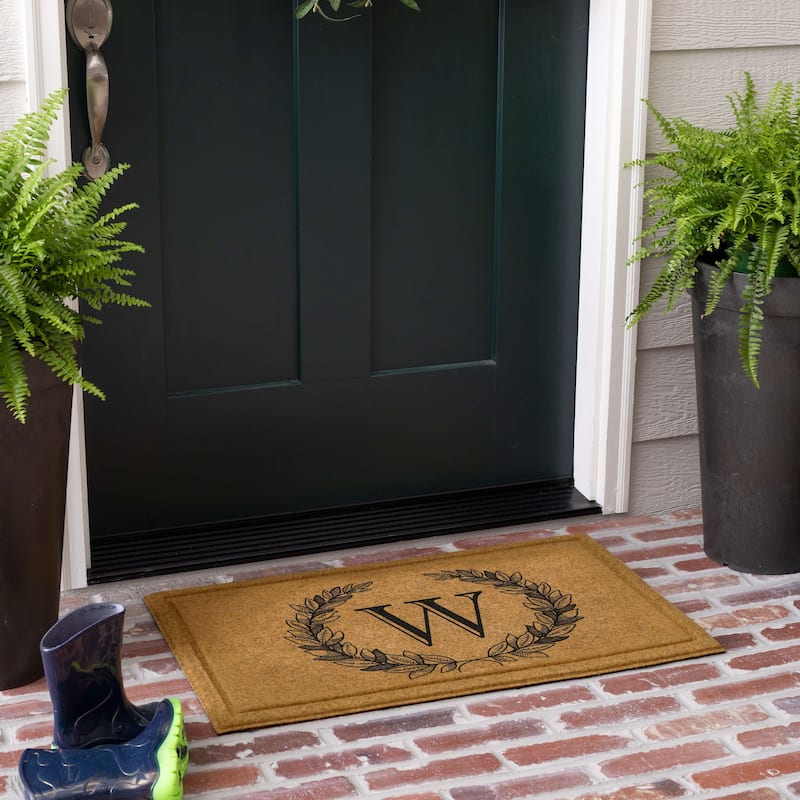 Mohawk Home Monogram Initial Faux Coir All Weather Recycled Rubber Door Mat