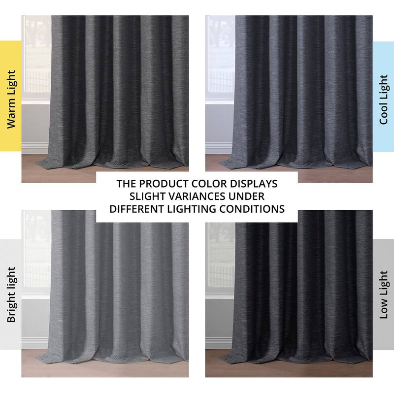 Exclusive Fabrics Boho Chic Faux Linen Blackout Curtains for Bedroom & Living Room Curtains - 2 Panel Drapes