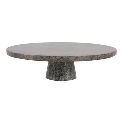 Stone Tray Plate Pedestal Base Modern for Home Office - 3" Green - 12" x 12" x 3.5"