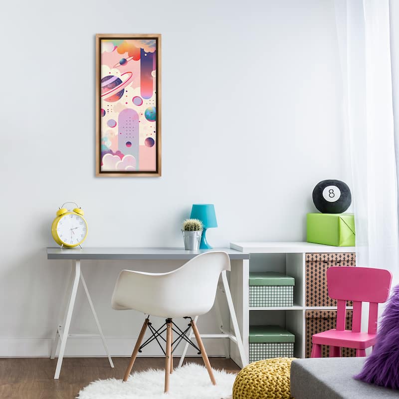 Stupell Surreal Geometric Planets Scene Framed Floater Canvas Wall Art Design By Wumples