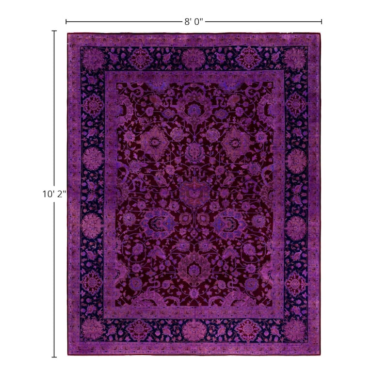 Overdyed One-of-a-Kind Hand-Knotted Area Rug - Purple - 8' 0" x 10' 2"