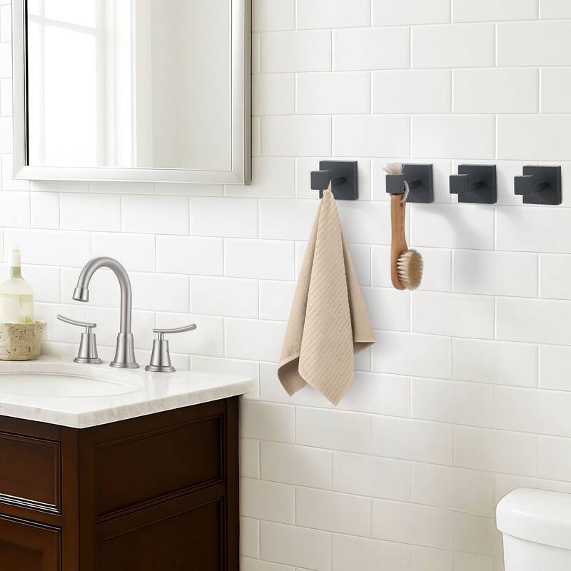 WOWOW J-Hook Wall Mount Robe/Towel Hook 4PCS
