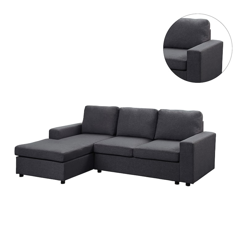 Linen Sofa with Reversible Chaise