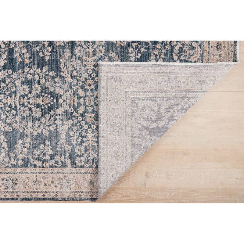 Terra by Obeetee Heirloom Antique Floral Navy Rug