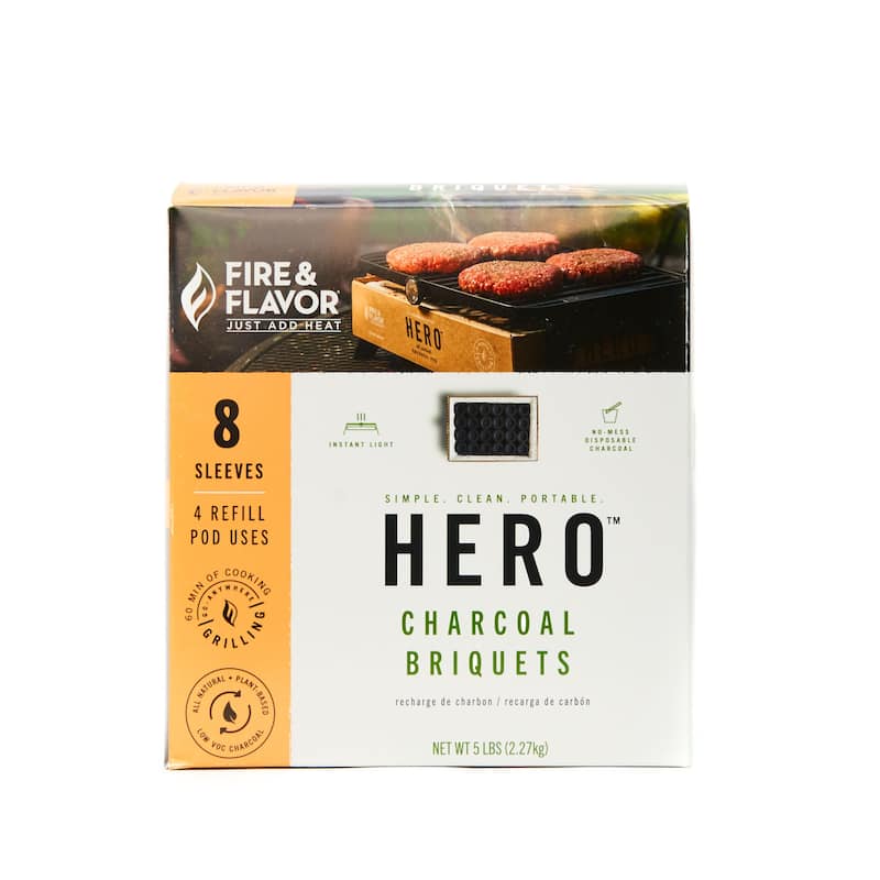 Fire & Flavor HERO Charcoal Briquets, 8 Sleeves, 96 Briquets