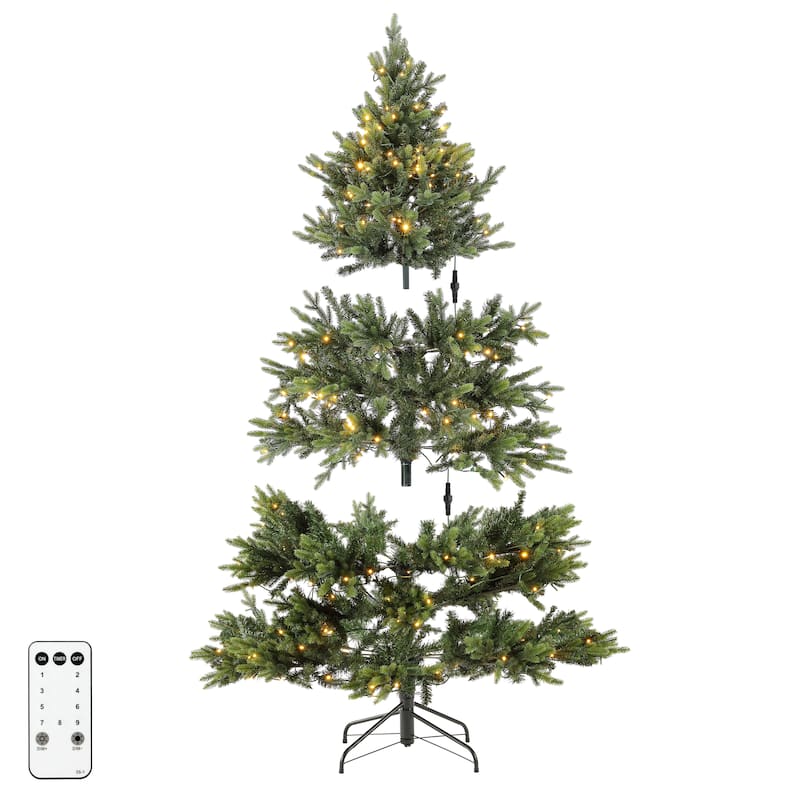 SAFAVIEH Kerri 5.5 Ft, Pre-Lit Artificial Christmas Tree - 50" W x 50" D x 66" H - 50Wx50Dx66H