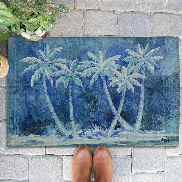 slide 2 of 2, Laural Home Midnight Palms Outdoor Door Mat