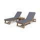 preview thumbnail 23 of 42, Kyoto Outdoor Acacia Wood 3 Piece Chaise Lounge Set with Water-Resistant Cushions by Christopher Knight Home