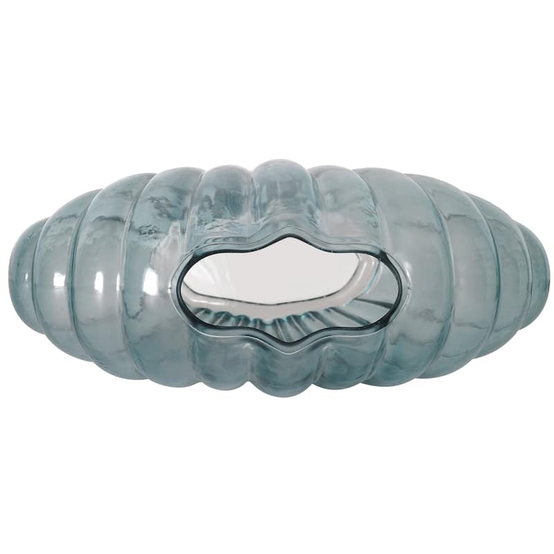 American Art Decor Sea Scallops Azure Glass Vase Set - 11.4" x 8.6" - 11.4" x 8.6"