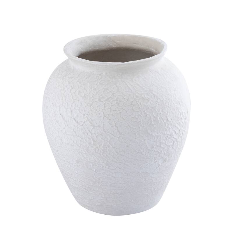 Paper Mache Pot Natural White Dia 12.20" - NATURAL WHITE - NATURAL WHITE