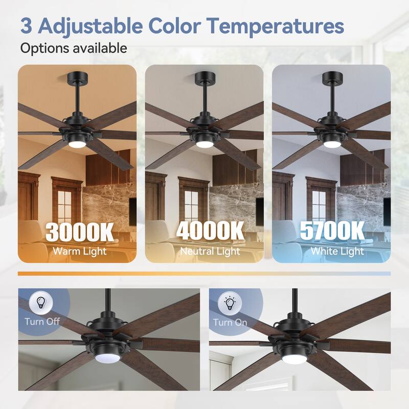 72 Inches Large Integrated Ceiling Fan with LED Light and Remote
