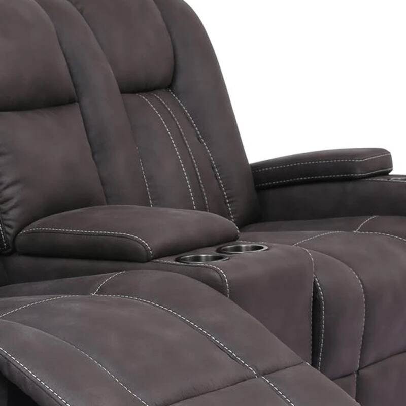 Dual Reclining Glider Loveseat with Lift Top Armrest and Cup Holders, Dark Gray