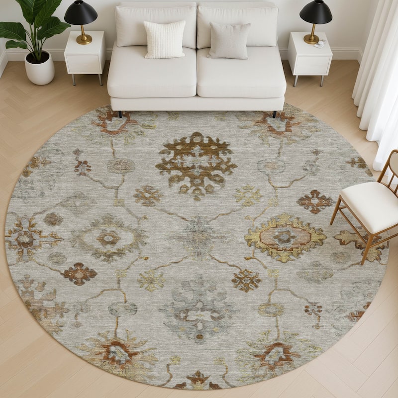 Premium Washable Super Soft Classic Traditional Mayfield Rug - Taupe - 8' x 8'