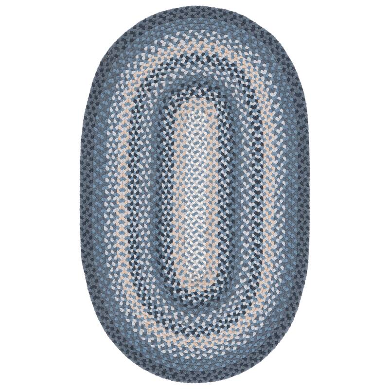 SAFAVIEH Handmade Braided Sylvianne Cotton Rug - 5' x 8' Oval - Dark Grey/Blue