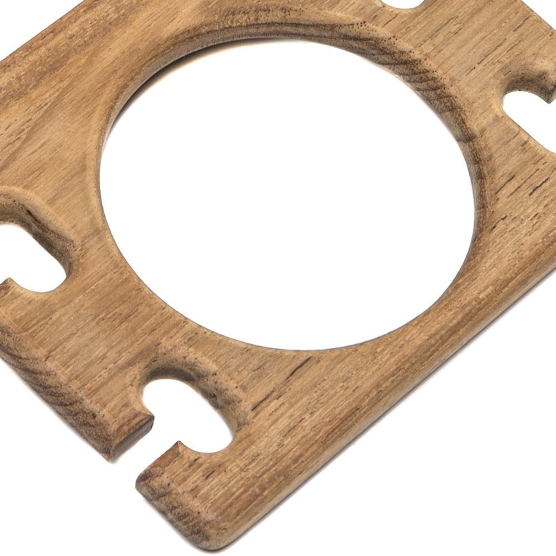 Traditional Solid Teak Wall Mount Glass and Toothbrush Holder - 1" X 4.75" X 3.63"