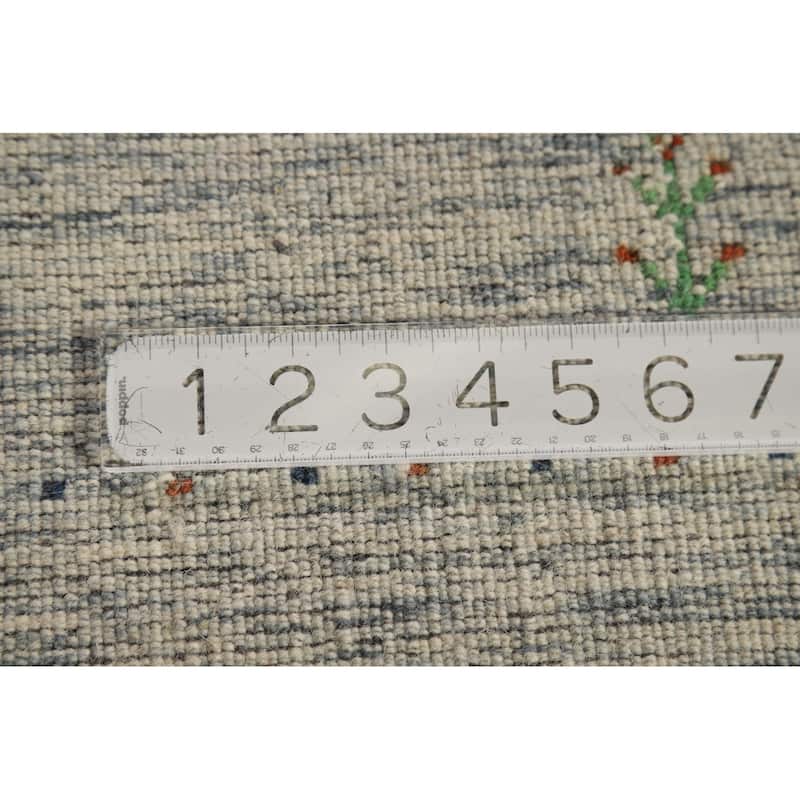 Tribal Gabbeh Oriental Area Rug Beige Handmade Wool Carpet - 4'0" x 5'10"