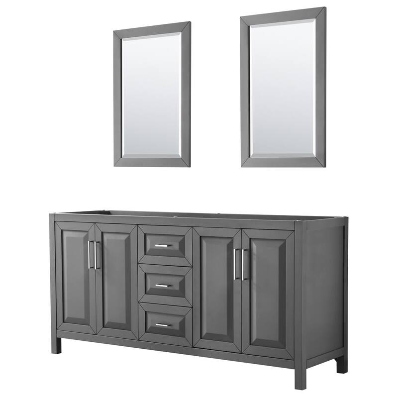 Wyndham Collection Daria 71" Double Free Standing Vanity Cabinet - - Dark Gray / Polished Chrome Hardware