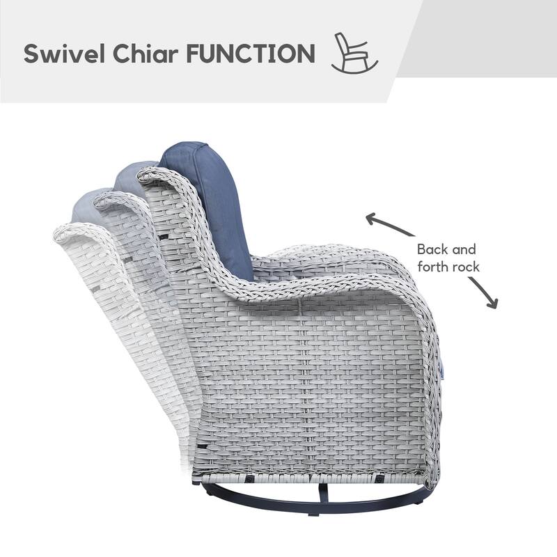 Gymojoy 7 Piece Outdoor Sofa Swivel Rocker Chairs Set Weather-resistance