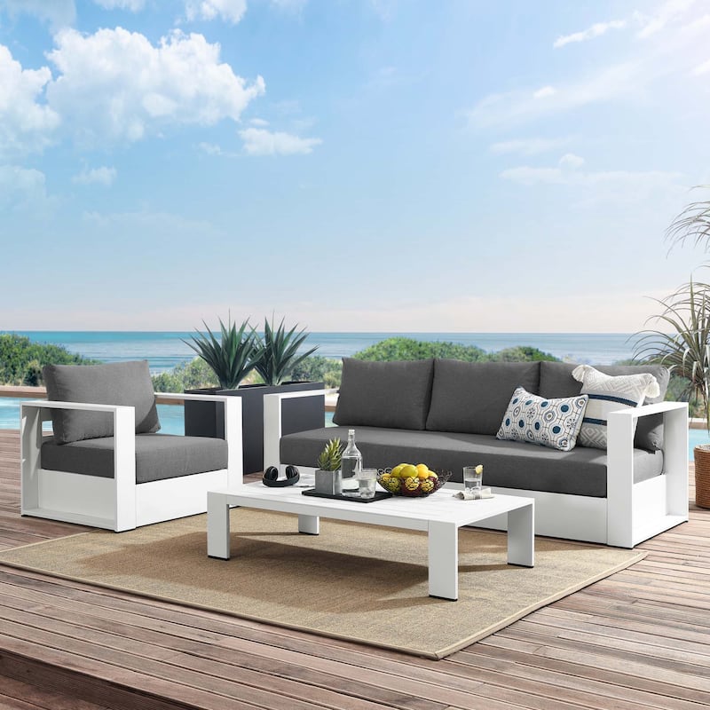 Tahoe Outdoor Patio Powder-Coated Aluminum 3-Piece Set - White Charcoal