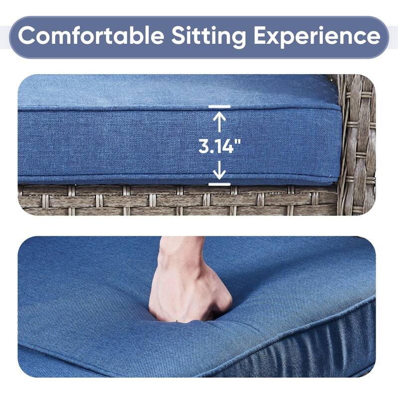 Gymojoy Outdoor Wicker Patio Furniture Loveseat Glider & Chair Set Weather-Resistant