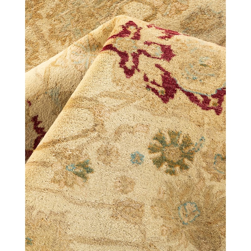 Overton Handknotted Wool Traditional Oriental Ivory Area Rug - 6' x 9'
