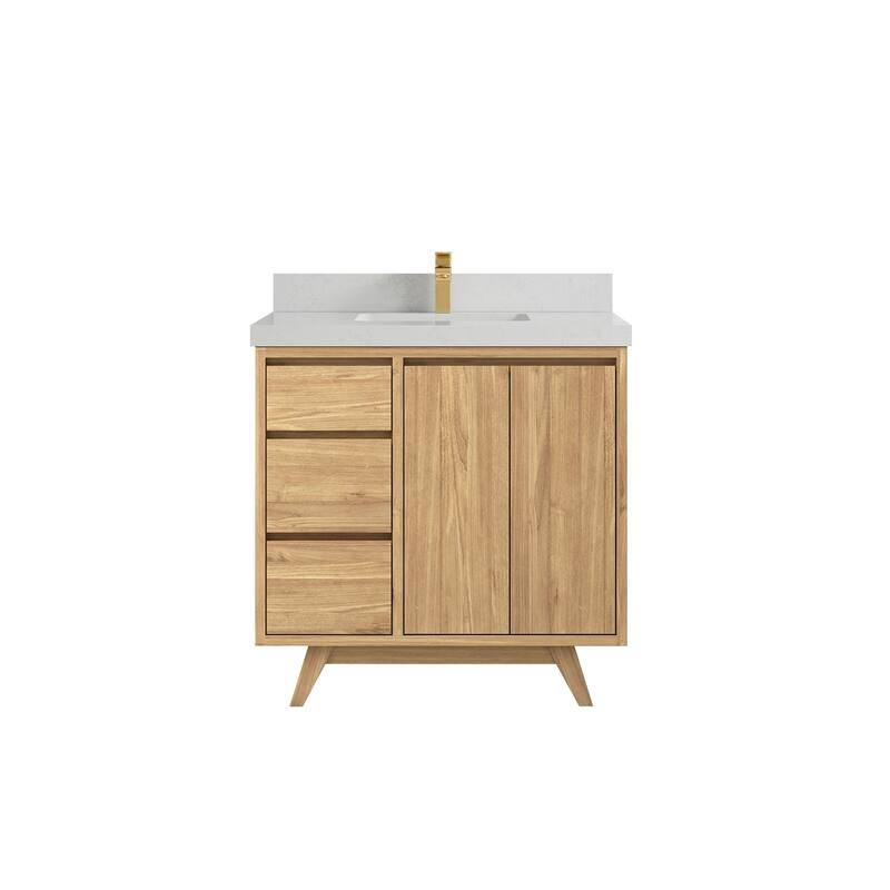 Willow Collections 36 in. W x 22 in. D Madison Teak Center Sink Bathroom Vanity with Countertop