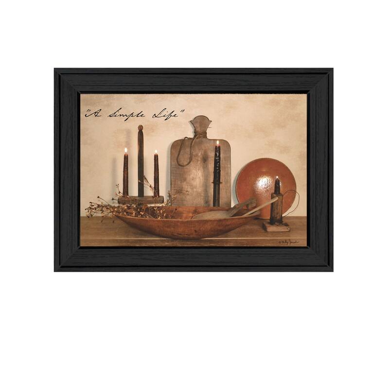 TrendyDecor4U Farmhouse "A Simple Life" Framed Print Wall Art by Billy Jacobs - 21 x 15 - Charcoal