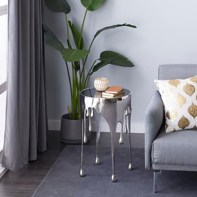 Melting Drip Metal Accent, Coffee, and Console Table Collection with Shaded Glass Top