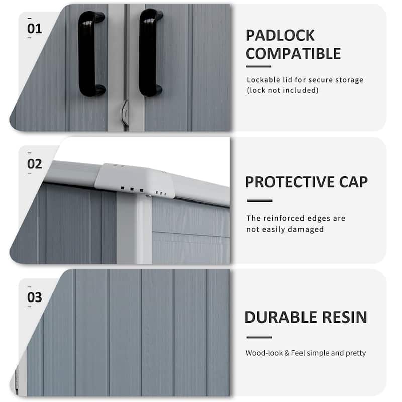 Outdoor Waterproof Plastic Storage Shed with Lockable Doors
