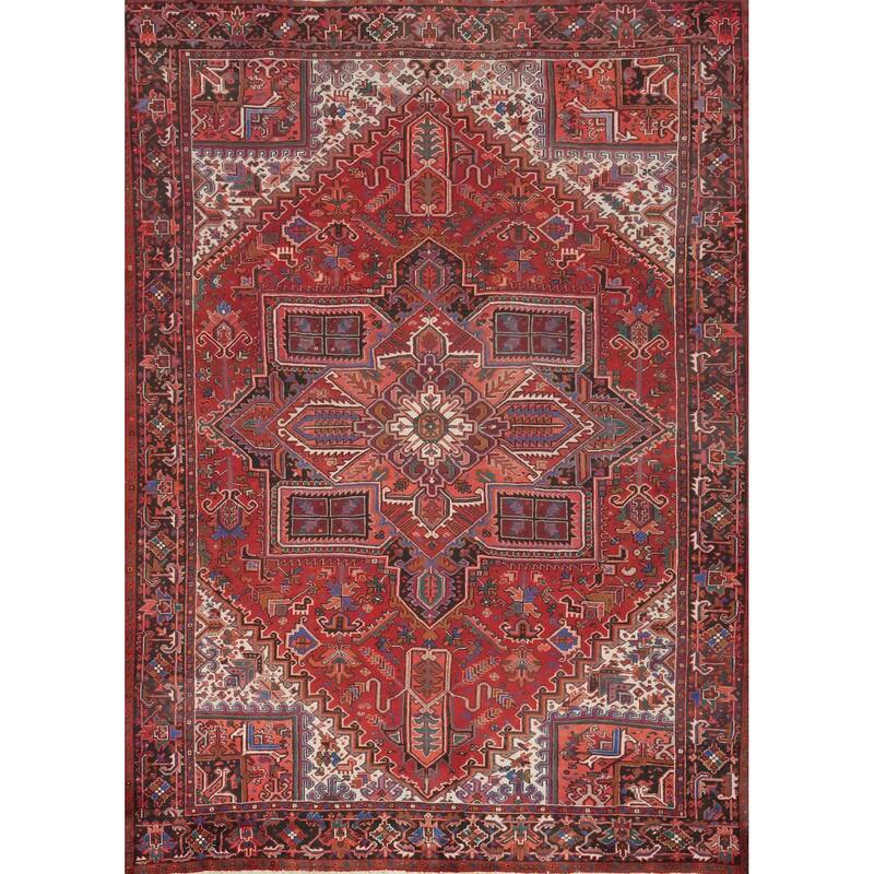 Hand Knotted Oriental 100% Wool Carpet Traditional Medallion Red Heriz Area Rug - 12' 7'' X 10' 4''