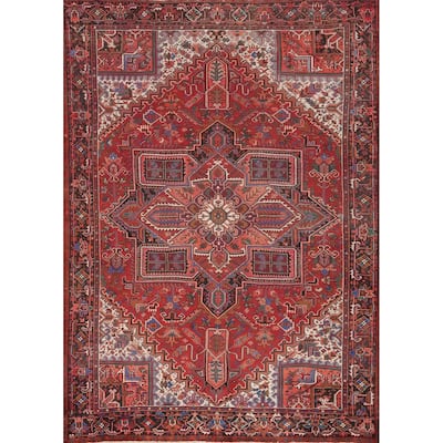 Hand Knotted Oriental 100% Wool Carpet Traditional Medallion Red Heriz Area Rug - 12' 7'' X 10' 4''