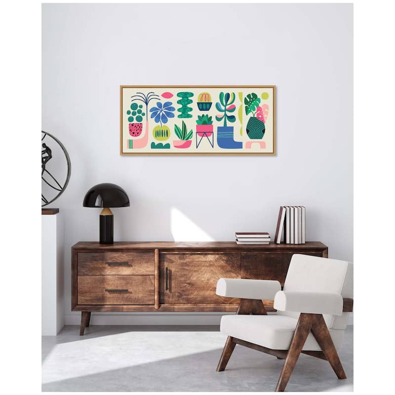 Kate and Laurel Sylvie Retro Bright Floral and Succulent Panel Framed Canvas by Rachel Lee