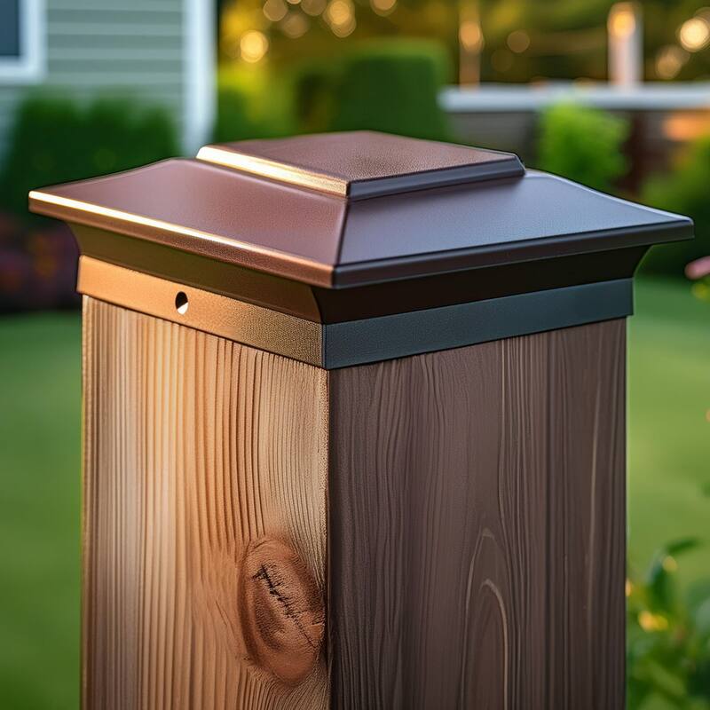 Squared Aluminum Outdoor Post Cap - 8" - Bronze