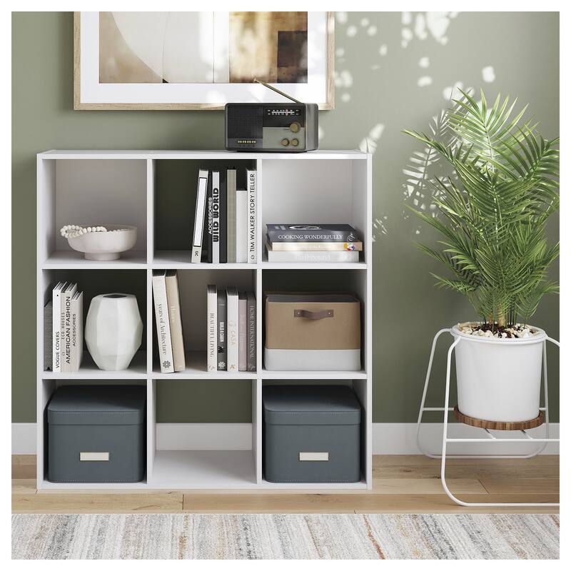 Signature Design by Ashley Onita White 9 Cube Organizer - 35" W x 12" D x 35" H - 35" W x 12" D x 35" H - White