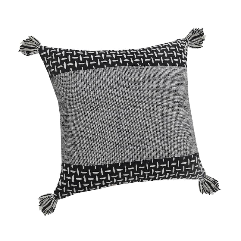 Sevita Interwoven Dash Geometric Throw Pillow with Tassels