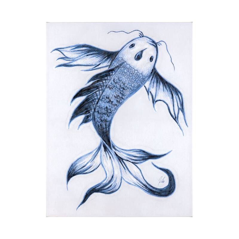 Koi Fish Blue I (40 x 50) Canvas Art Print - Large