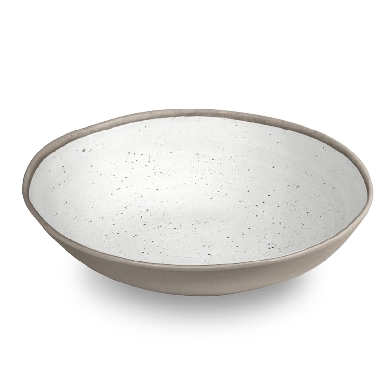Abode Homewares Retreat Pottery Merge Bamboo Serving Bowl - White - 12" - White